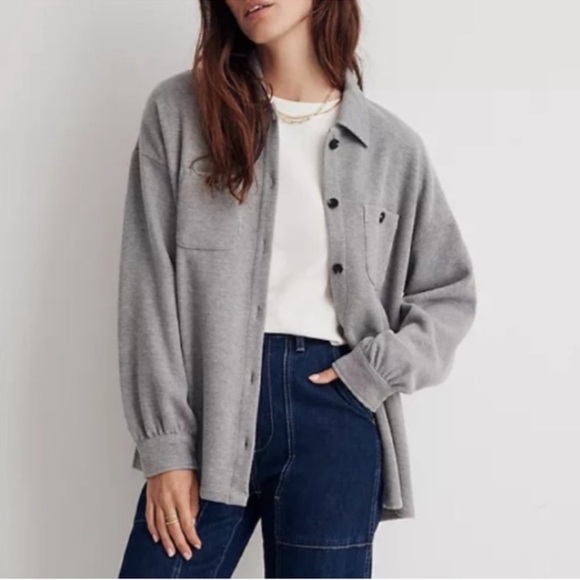Madewell Grey Ribbed Shacket - Picture 1 of 6